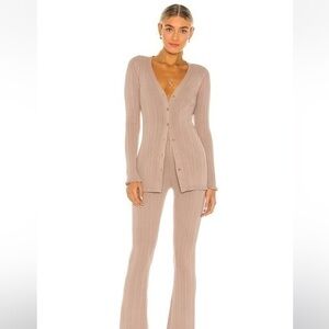 TULAROSA Variegated Rib Cardi in Taupe SIZE small